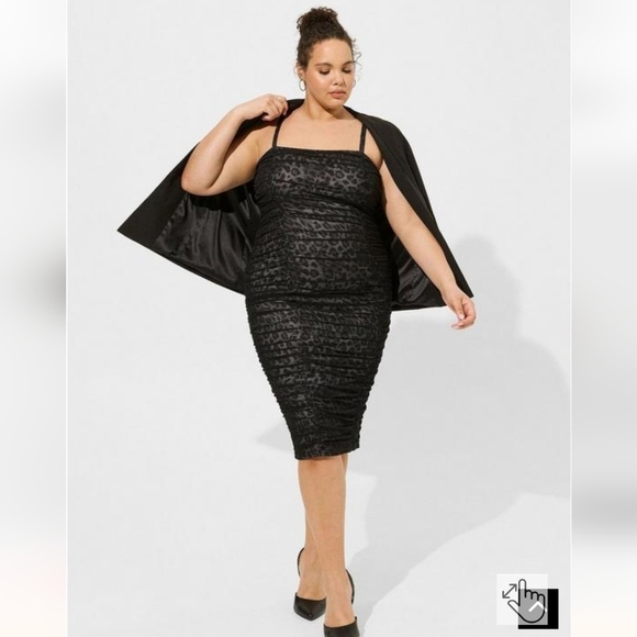 Midi Mesh Shirred Bodycon Dress Size 2x, new with tags - Picture 5 of 13